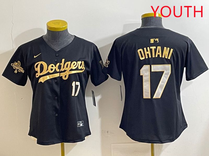 Youth Los Angeles Dodgers #17 Ohtani Black Gold Nike 2025 MLB Jersey style 4283